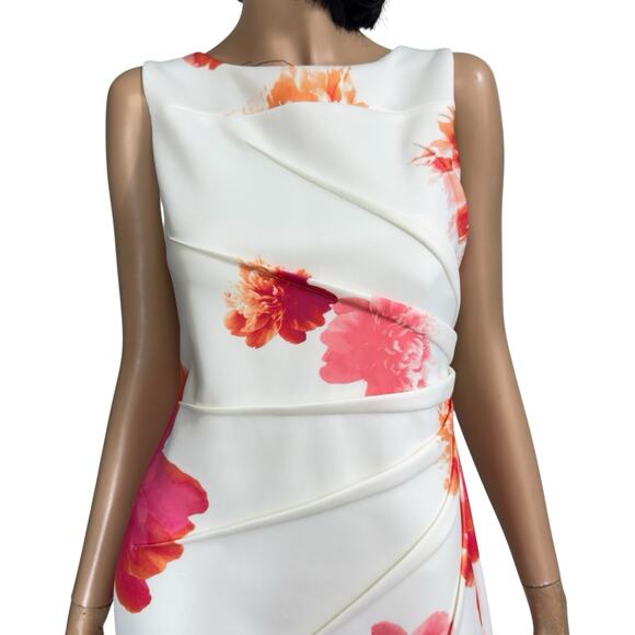 Calvin Klein Floral Scuba Knit Sheath Dress 10 Sunburst Bloomcore Party Wedding - Picture 1 of 14